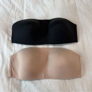 VICTORIA'S SECRET Strapless Seamless Bandeau Bra - Black and Nude